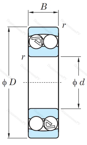 Двухрядный шариковый подшипник 2211 MG от производителя  KOYO