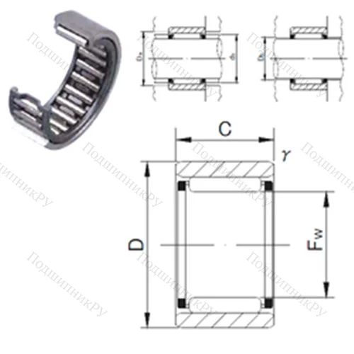 Подшипник игольчатый радиальный RNAF 607820