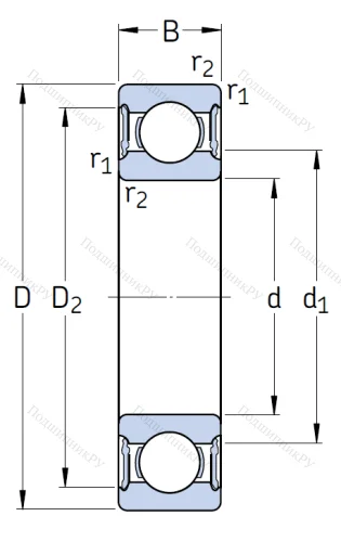 Однорядный шариковый подшипник 6214 2RS 1/C 3 от производителя  SKF