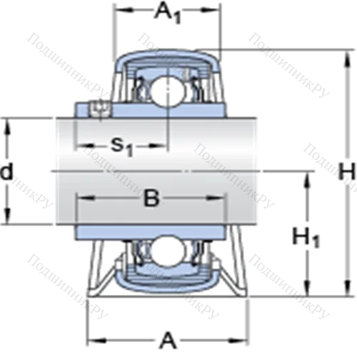 Стационарные подшипниковые узлы типа Y (литой корпус, крепление стопорными винтами) P 47 R-12 TF