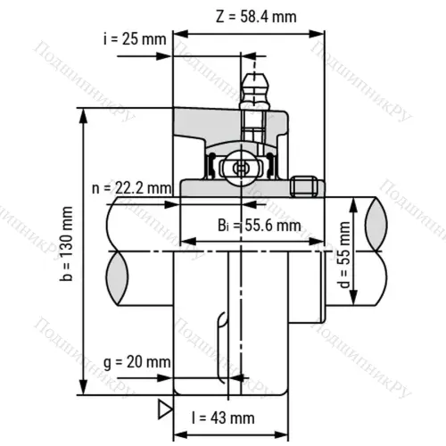 Подшипниковый узел SSUCFL 211 - Вал: 55 мм от производителя  LPZ