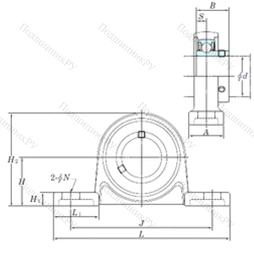 Подшипниковый узел шариковый радиальный USP 005S 6