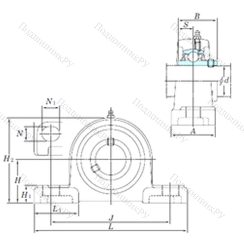Подшипниковый узел шариковый радиальный UCP 209-28SC