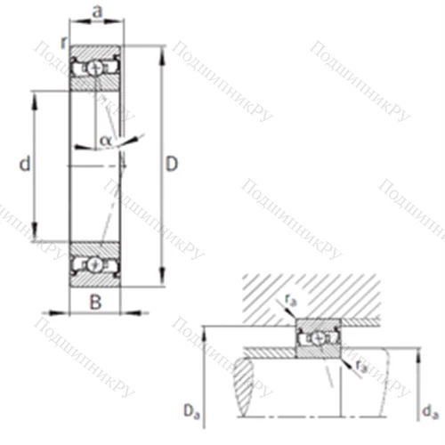 Подшипник шариковый радиально-упорный HCS 7006-C-T-P 4S