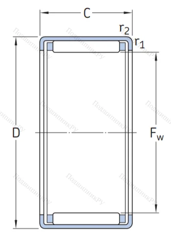 Игольчатый подшипник HK 2538 от производителя  SKF