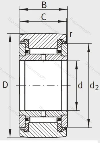 Игольчатый подшипник NATR 15 PP от производителя  INA