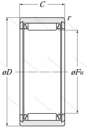 Игольчатый подшипник NK 10/12 T 2
