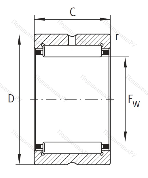 Игольчатый подшипник NK 55/25 XL