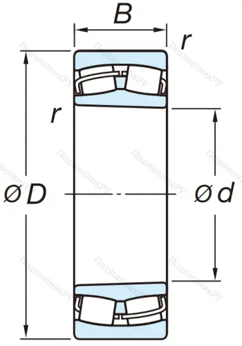 Сферический роликовый подшипник с конической посадкой на вал 22218 RZKW 33 C 3 от производителя  KOYO