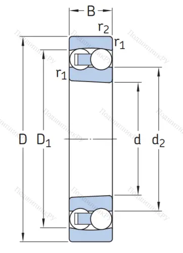 Двухрядный шариковый подшипник 1309 EKTN 9/C 3