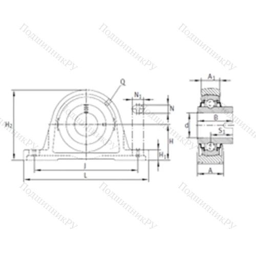 Подшипниковый узел шариковый радиальный RASEL 60-N