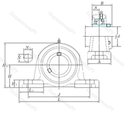 Подшипниковый узел шариковый радиальный UCPX 20-63