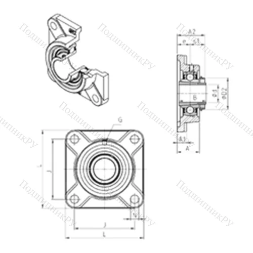 Подшипниковый узел шариковый радиальный UKF 324H