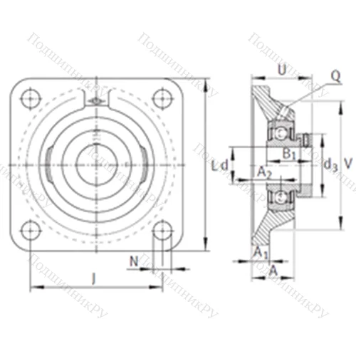 Подшипниковый узел шариковый радиальный PCJ 1-1/2