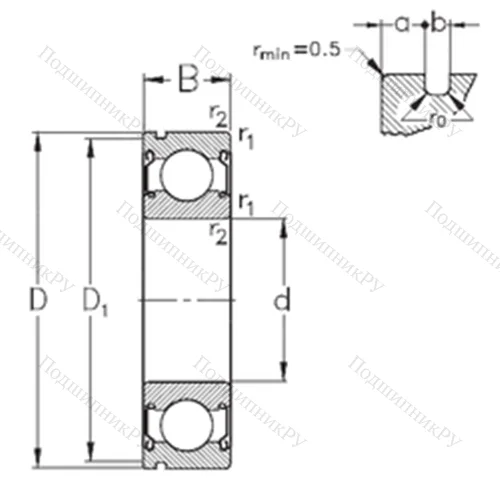 Подшипник шариковый радиальный 6010-2Z-N