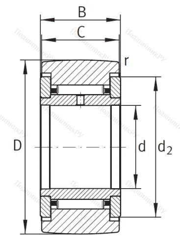 Игольчатый подшипник NATR 10 от производителя  INA