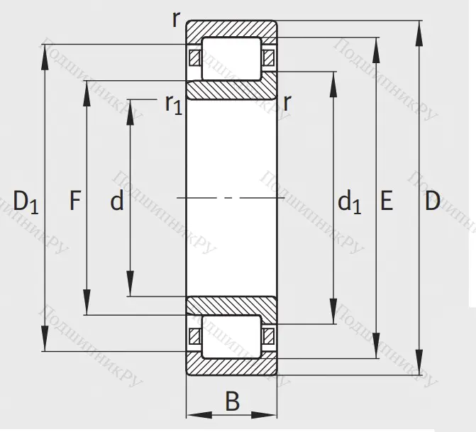 Роликовый цилиндрический подшипник NJ 2311 E XL TVP 2