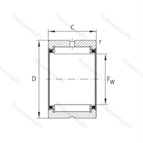 Подшипник игольчатый радиальный NK 21/16-XL от производителя  INA