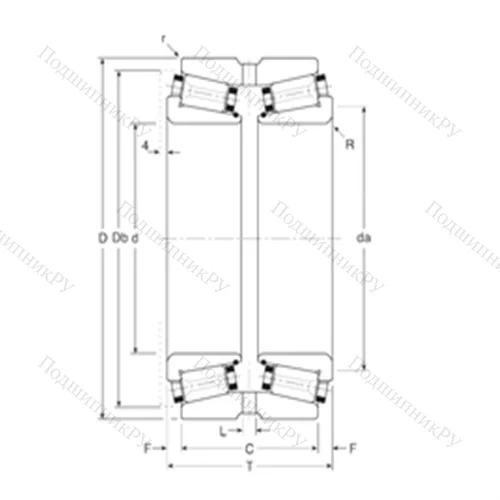 Подшипник роликовый радиально-упорный 180101X/180180XG