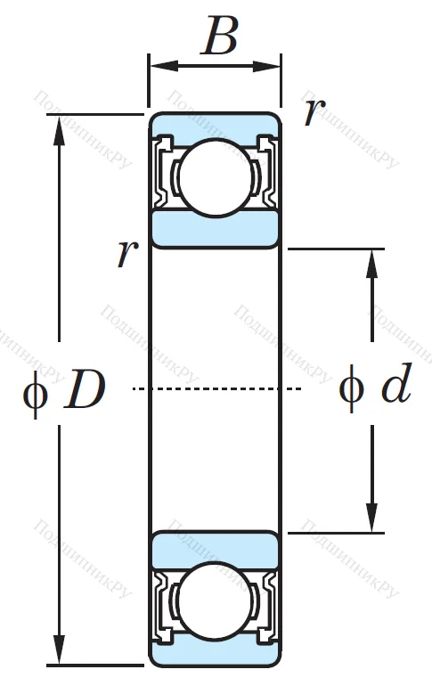Однорядный шариковый подшипник 6210 2RS C 3