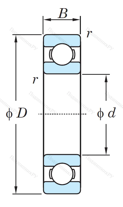 Однорядный шариковый подшипник 6312 CM
