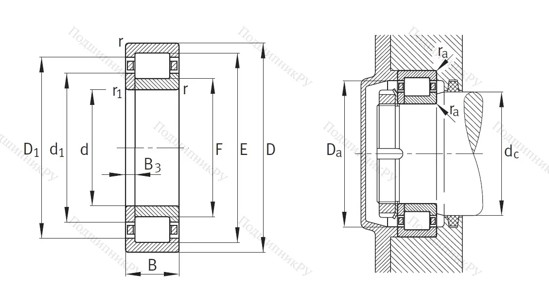 Роликовый цилиндрический подшипник NUP 219 ETVP 2