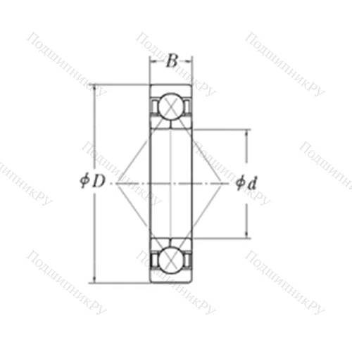 Подшипник шариковый радиально-упорный с четырёхточечным контактом QJM 1.1/8