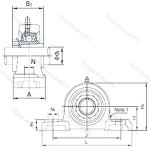 Подшипниковый узел шариковый радиальный UKP 324+H 2324