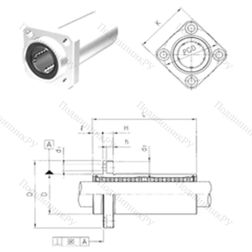 Подшипник шариковый линейный LMKP 6LUU