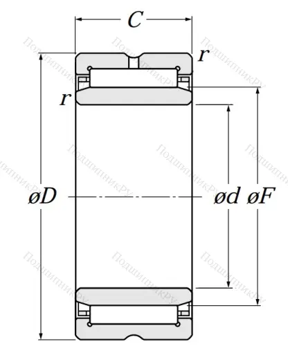 Игольчатый подшипник NA 69/32 R от производителя  NTN