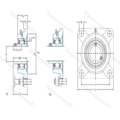 Подшипниковый узел шариковый радиальный FYM 2.3/16 TF