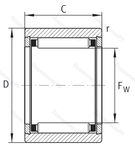 Игольчатый подшипник NK 8/16 TV XL