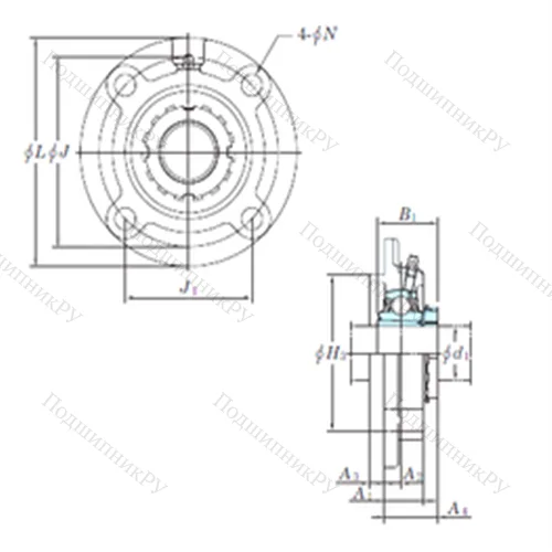 Подшипниковый узел шариковый радиальный UKFC 206 от производителя  KOYO