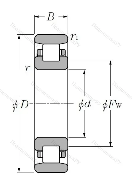Роликовый цилиндрический подшипник N 224