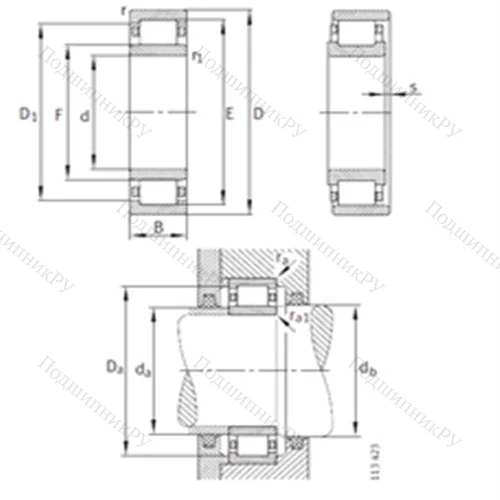 Подшипник роликовый радиальный NU 352-E-M 1