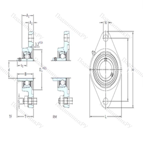 Подшипниковый узел шариковый радиальный FYT 3/4 FM