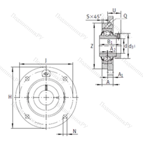 Подшипниковый узел шариковый радиальный RME 20-N