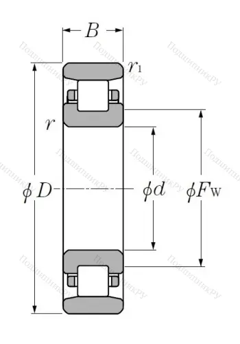 Роликовый цилиндрический подшипник N 212 от производителя  NTN
