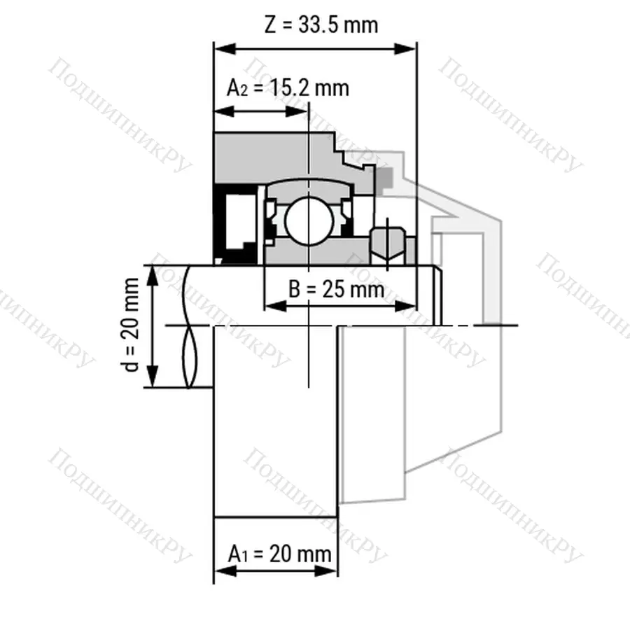 Подшипниковый узел WP-SSBFL 204 - Вал: 20 мм