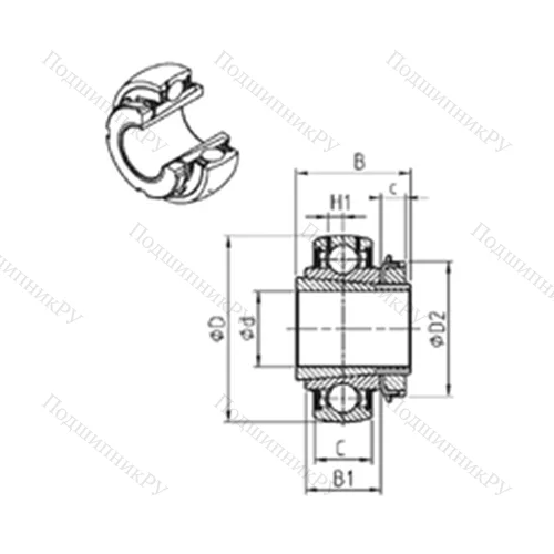Подшипник шариковый радиальный UK 307+H от производителя  SNR